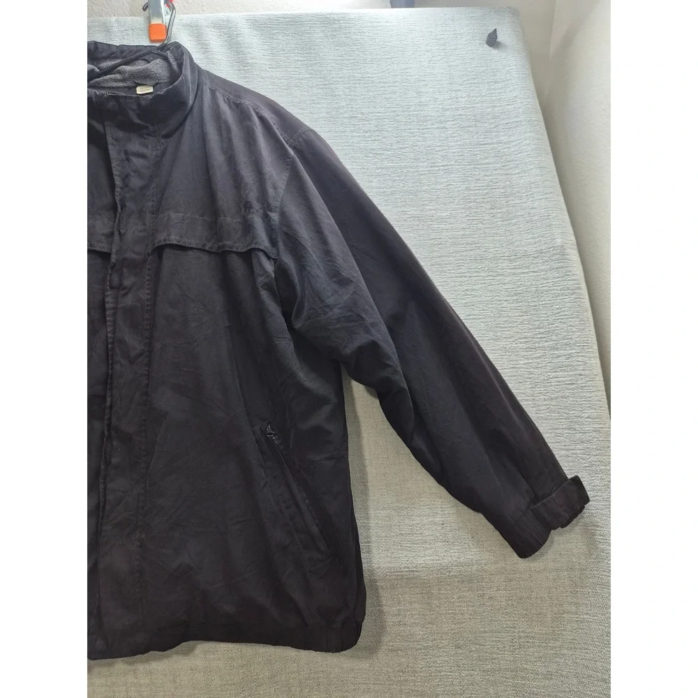 St. John's Bay Windbreaker Jacket Mens 2XLT Black Fleece Lined Mock Neck Winter